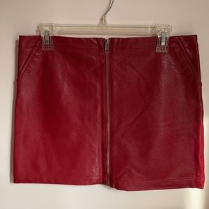 Faux Red Leather Skirt